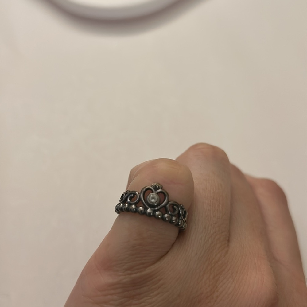 925 Ale Pandora Crown Ring Size 4 - Picture 6 of 10